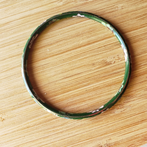 Vintage Cloisonne Enamel Bracelet With Pink Flowers - Picture 4 of 5